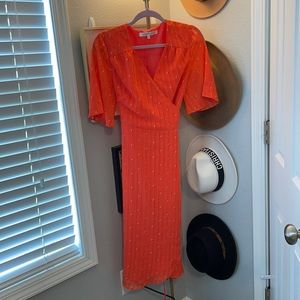 Orange midi dress